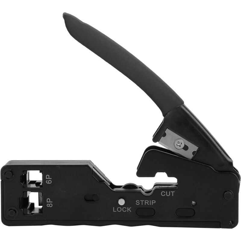 Pince à sertir multifonctionnelle pour fil réseau 6P8P, coupe-fil, tête de cristal, outil de sertissage noir