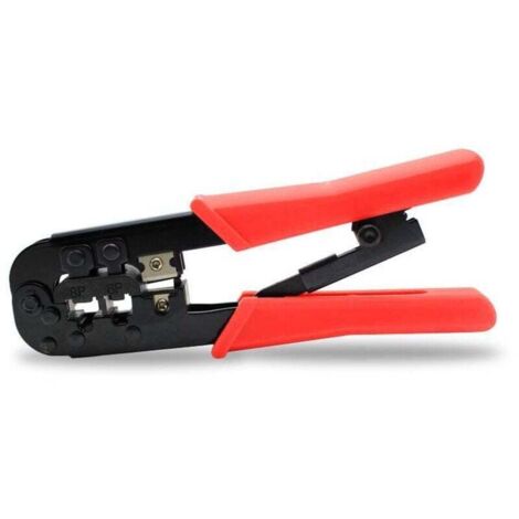 Pince à sertir multifonctionnelle pour raccords de câbles réseau avec poignées ergonomiques en caoutchouc rouge