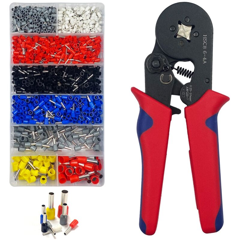pince a sertir, pinces à virole avec 1200 viroles, 8 types embout de cablage isolées qualité supérieure 0.5-10 mm², Outil de Sertissage de Virole de