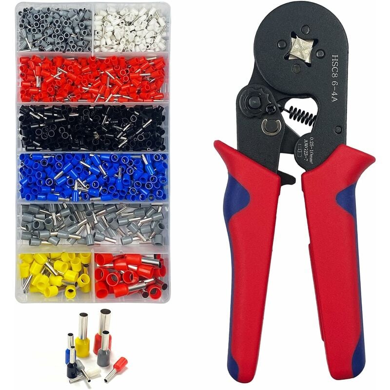 Aougo - Pince a sertir, pinces à virole avec 1200 viroles, 8 types embout de cablage isolées qualité supérieure,Outil de Sertissage de Virole de Fil