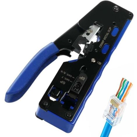 Pince à sertir pour câbles, pince à sertir pour connecteurs Ethernet RJ45, RJ11, Cat6a, Cat6 et Cat5e, pince à dénuder pour connecteurs réseau RJ45, pince à sertir pour prises téléphoniques