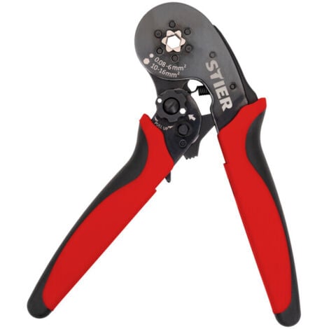 Pince à sertir pour embouts de câbles STIER, sertissage hexagonal 16 mm²