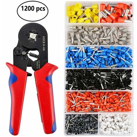 Pince à Sertir Presse Pinces Outils avec 1200 cosses isolées à sertir European-style copper tube type cold-pressed terminal + insulated red and blue crimping pliers set