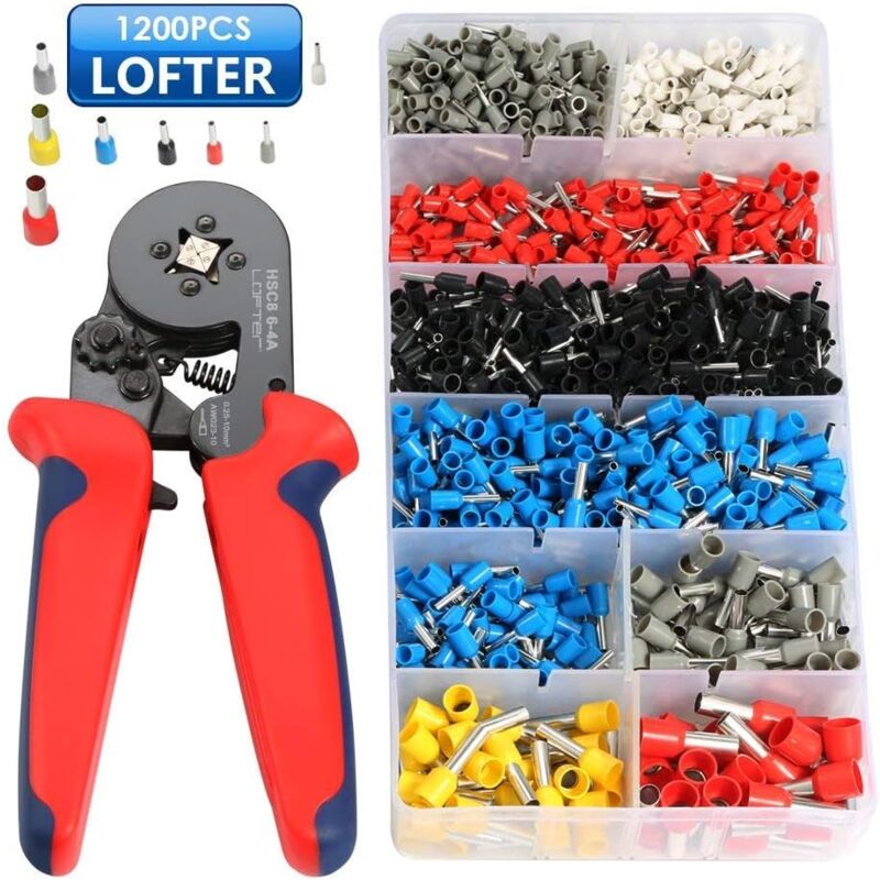 Pince à Sertir Set d'embouts, 1200 Boîtes à Bornes Sertir Isolées, Câble de Cosses 0,25-10,00 mm² , Pince à Sertir, Pince Electricien, Presse Pinces