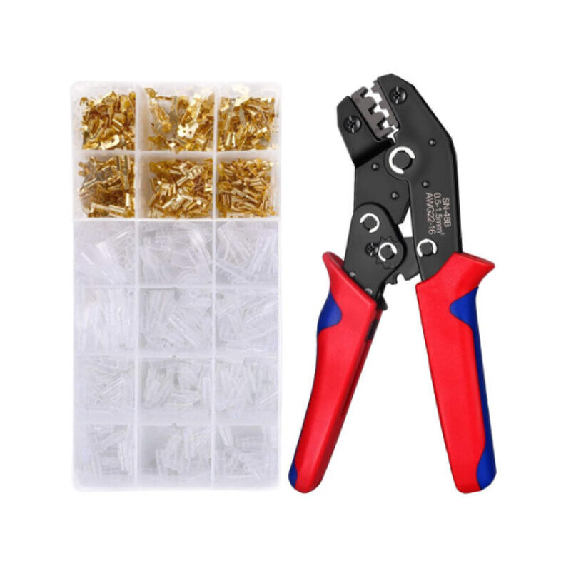 Pince à Sertir SN-48B avec 600 pcs Cosses Mâle Femelle Embouts de Câblage Électriques Sertisseur Pinces Professionnelles Outil à Sertir