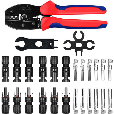 Pince à sertir solaire MC4 Kit de pinces à sertir pour panneau solaire 2,5/4/6 mm², OUYLAF, 27 pièces