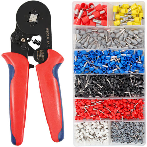 Pince à Sertir sur 4 Côtés 1200 Embouts de Câblage Pince Sertissage Cosses Outils 0.25–10 mm² Electricien Professionnel