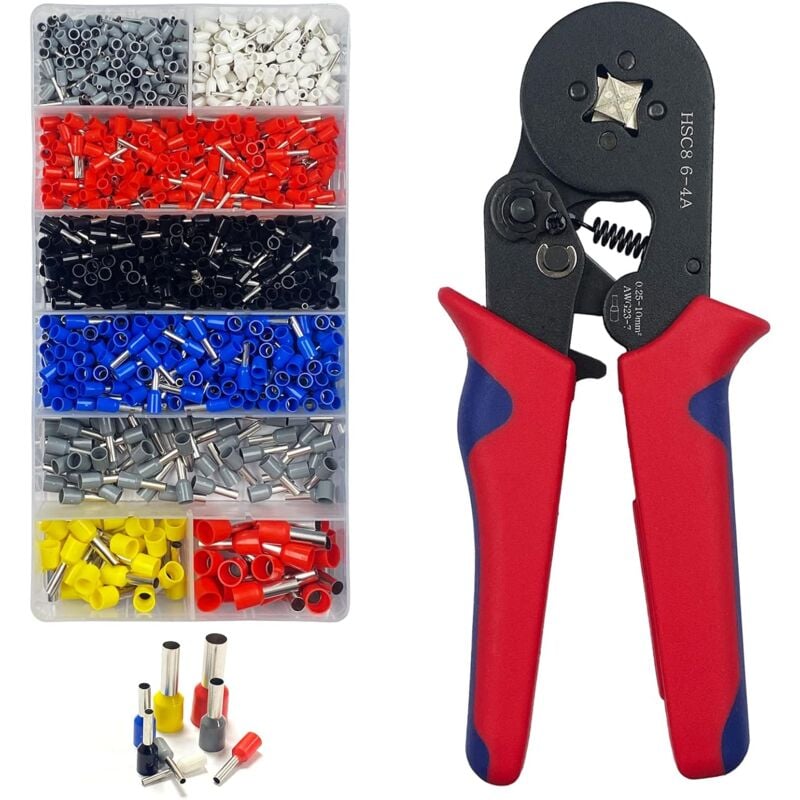 Fitags - Pince à Sertir,1200 Cosses electriques a Sertir 0.25-10mm²-Pince Sertir Cosse pour Installations Électriques et Réparations de Véhicules