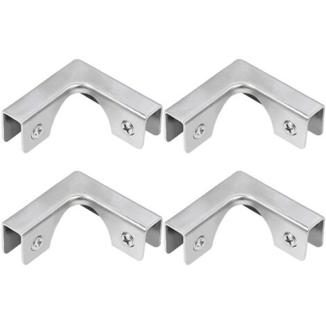Pince à verre, 4 connecteurs en L en acier inoxydable, supports de fixation à angle droit pour montage sur meuble sans rebord d'aquarium, pour verre de 5 à 8 mm