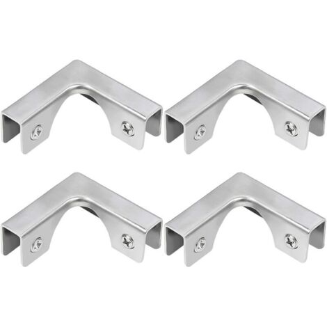Pince à Verre, 4 Pièces de Connecteurs en Verre en Acier Inoxydable en Forme de L, Supports de Fixation à Angle Droit pour Fixation d'Aquarium Sans Bord Armoire, Pour Verre de 5 à 8 mm