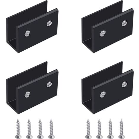 Pince à Verre, 4 Pièces de Support d’Étagère en Verre Murale Support Tablette Verre Noir, Fixation Tablette Verre Réglable en Alliage d'Aluminium, Pour Verre de 8 à 10 mm d'Épaisseur