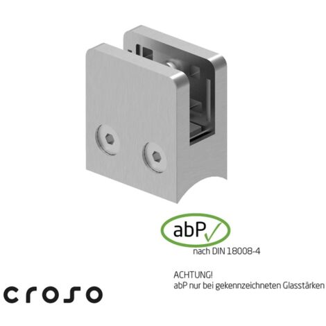 Pince à verre carré L45MM AISI304 BR pour tube rond - Largeur : 45 mm - Hauteur : 45 mm - CROSO