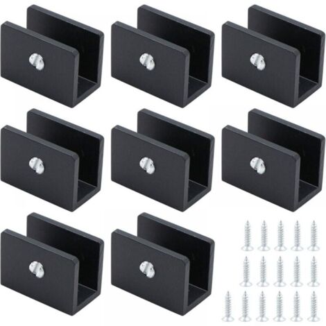 Pince à verre carrée 8 pièces en acier inoxydable pour verres plats et miroirs de 8 à 10 mm de diamètre, noire