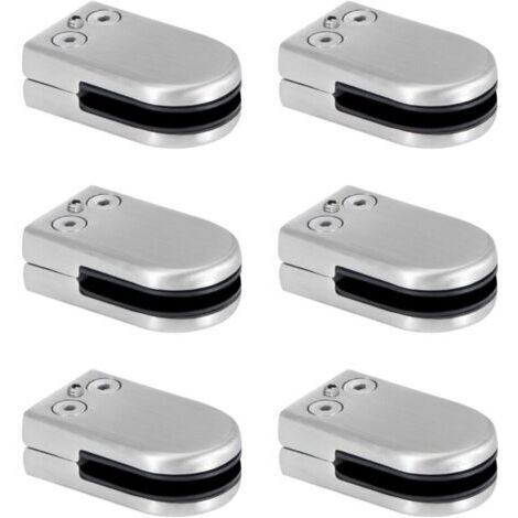 Pince à verre en acier inoxydable – Supports de serrage pour verre 6 à 8 mm – Réglable pour balustrades et escaliers – Lot de 6 pièces