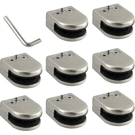 Pince à verre, lot de 8, 6-8 mm, en acier inoxydable 304, support de pince à verre à dos plat, finition chromée, pour garde-corps