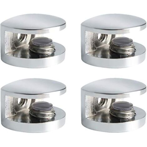 Pince à Verre Support d’Étagère en Verre Support de Tablette Mural Fixation Réglable Adaptatif de 5-8 mm d'Épaisseur, Finition Polie en Alliage de Zinc, 4 Pcs, EBL3008-4P