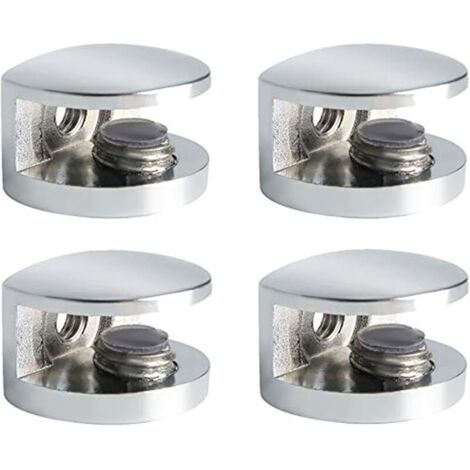 Pince à Verre Support D’étagère en Verre Support de Tablette Mural Fixation Réglable, Verre Adaptatif de 5-8 mm d'Épaisseur, Finition Polie en Alliage de Zinc, 4 Pcs, EBL3008-4P