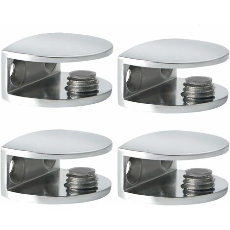Pince à Verre Support d’Étagère en Verre Support de Tablette Mural Fixation Réglable, Verre Adaptatif de 8-10 mm d'Épaisseur, Finition Polie en Acier Inoxydable, 4 Pcs,Versailles