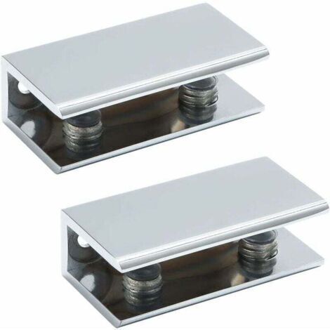 Pince à Verre Support d’Étagère en Verre Support de Tablette Murale Charnière de Porte, Verre Adaptatif de 8-12 mm d'Épaisseur, Finition Polie en Acier Inoxydable, 2 Pcs