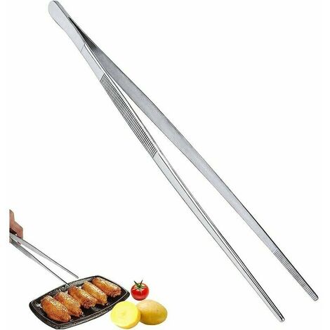Pince Alimentaire Inox,Grande Pince Cuisine,Pince Droite ,Pince Barbecue,avec Pince de Précision, Pour La Cuisine, La Décoration, La Décoration De Gâteaux, La Pince à Steak (30 cm)
