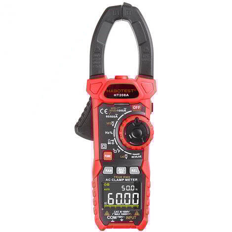 Pince ampèremétrique 1000A AC / DC, Pince ampèremétrique professionnelle True-RMS, VFD, mode LOZ, Mesurer le courant d'appel - HT208D