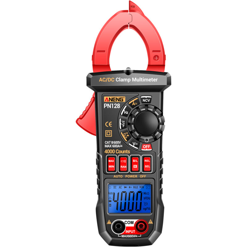 Lifcausal - Pince ampèremétrique PN128 4000 points 600 a ac/dc Courant Ampèremètre Voltmètre Testeur électrique True rms Multimètre numérique Pince