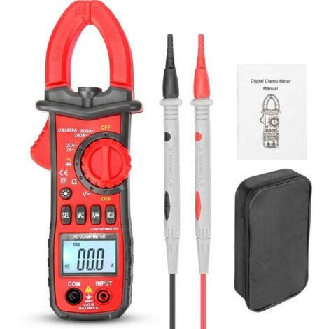 Pince ampèremétrique numérique AC/DC 600 A TRMS 6000 points – mesure tension, température, résistance, capacité, continuité et fréquence