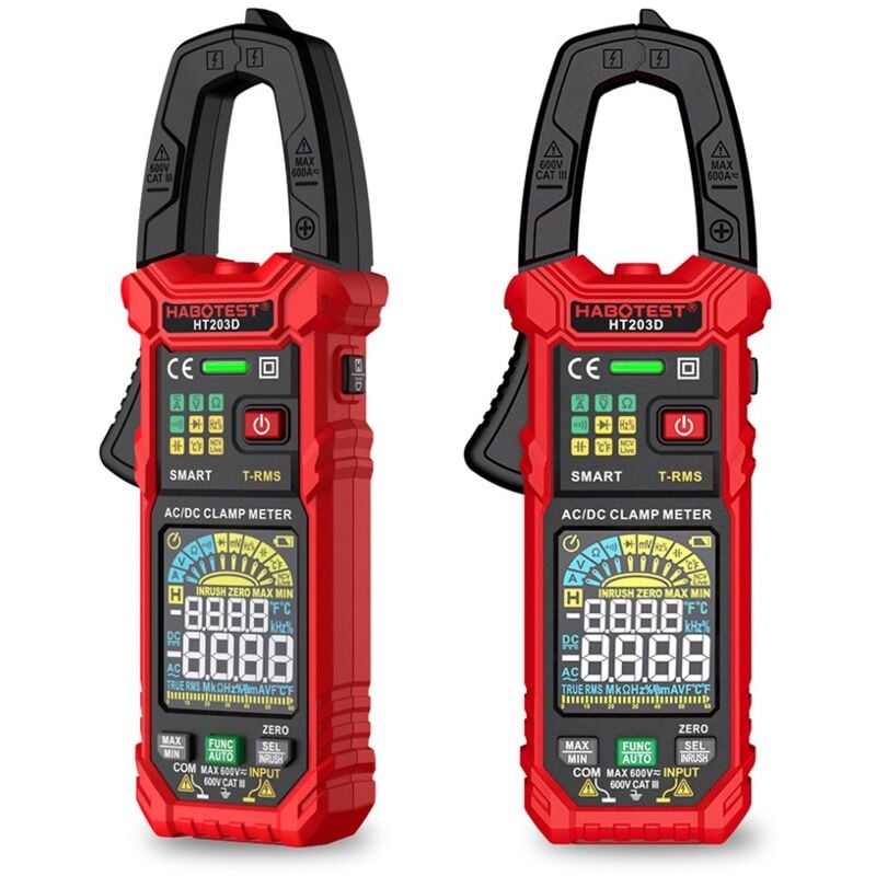 Durficst - Pince Ampèremétrique Numérique, HT203D Pince Multimètre Haute Précision avec Lampe de Poche led Testeur de Tension sans Mesurant 600 v ac