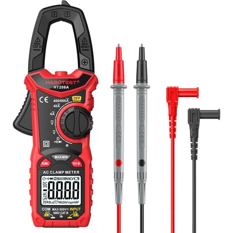 Pince ampèremétrique numérique Multimètre à plage automatique Voltmètre Ampèremètre Ohmmètre Mesure de la tension CA/CC Courant Résistance de la