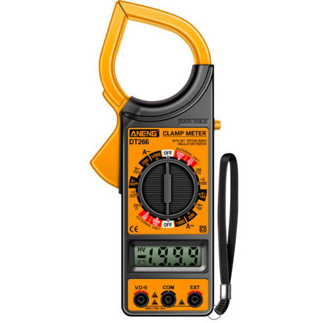 Pince ampèremétrique numérique True RMS DT266 LCD 1 999 points, testeur de tension de courant AC/DC, multimètre, pince ampèremétrique avec écran LCD