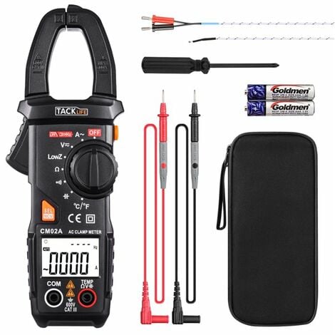 Pince Ampèremétrique TACKLIFE, Ampèremètre 6000 Points, Multimètre Numérique Professionnelle avec Test de Plage Auto NCV Courant-CM02A