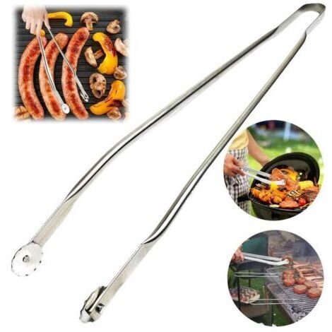 Pince Barbecue à roulettes-Taille 40cm - pour Cuisine, Barbecue et plancha, ustensile de cuisine extérieure et intérieure Pince BBQ à retourner,