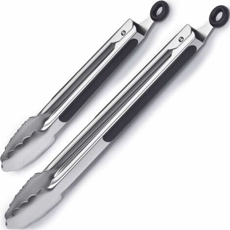 Pince Barbecue Pince Cuisine en Acier Inoxydable et Silicone Résistant à la Chaleur Set de 2-LIAIKI