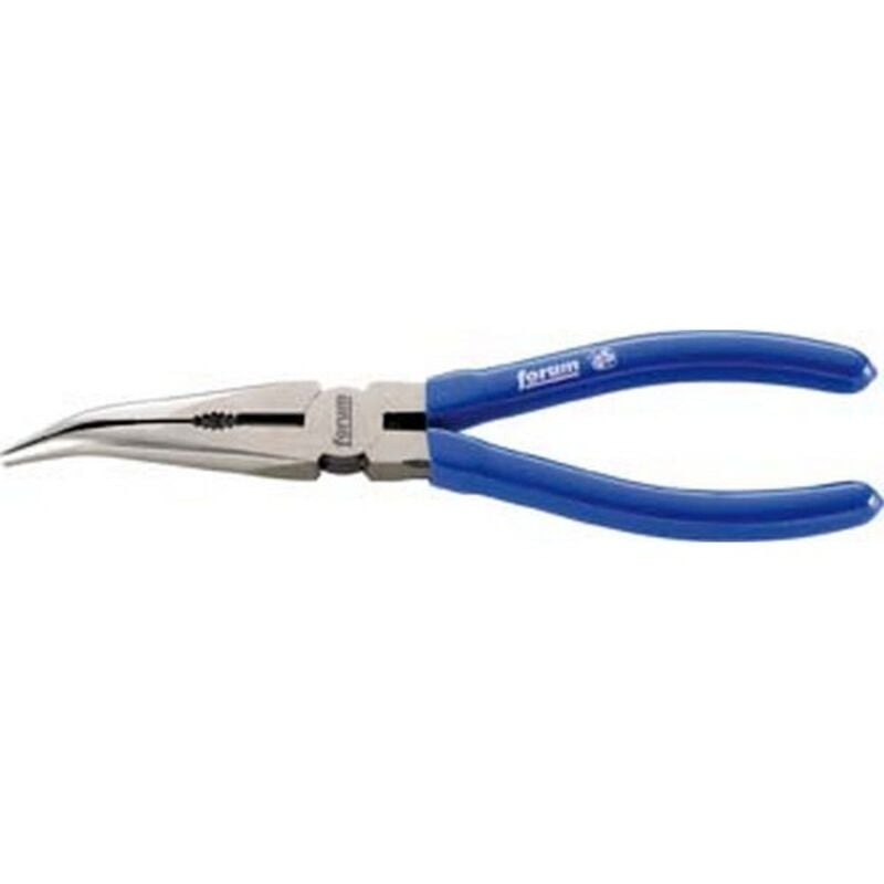 Forum - Pince bec de cigogne, courbée à 45°, en acier électrique au chrome vanadium, tête polie, poignées à gaine en plastique, Long. : 200 mm