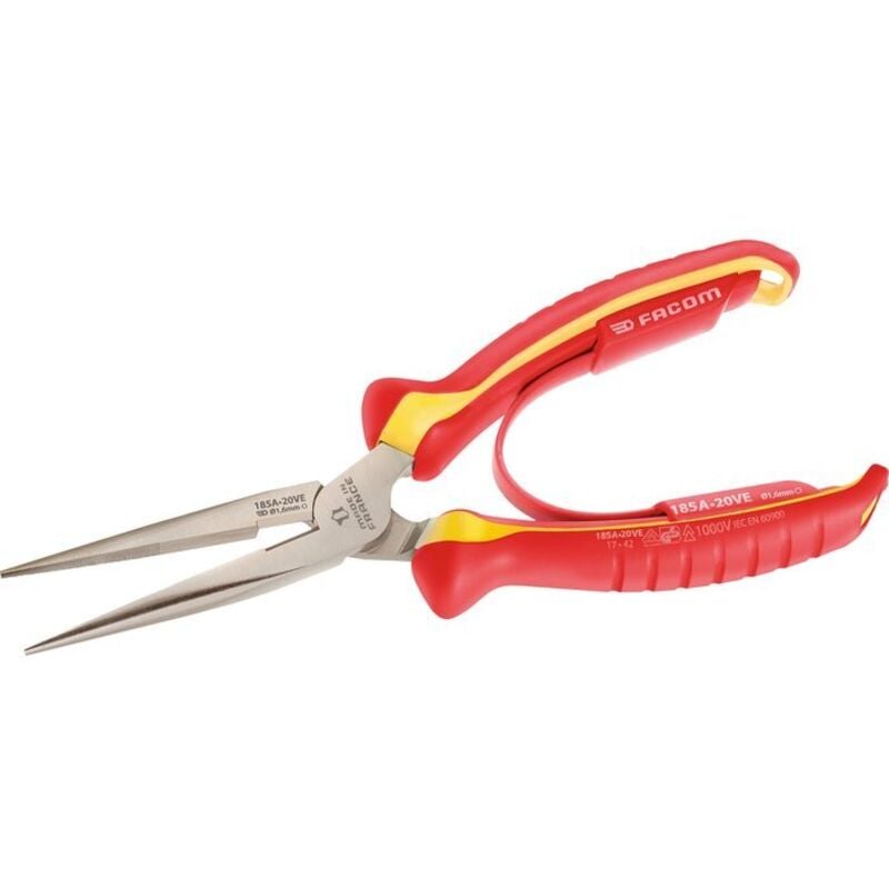 Pince demi-ronde à bec long isolée 1000V 200mm Facom 185A.20VE