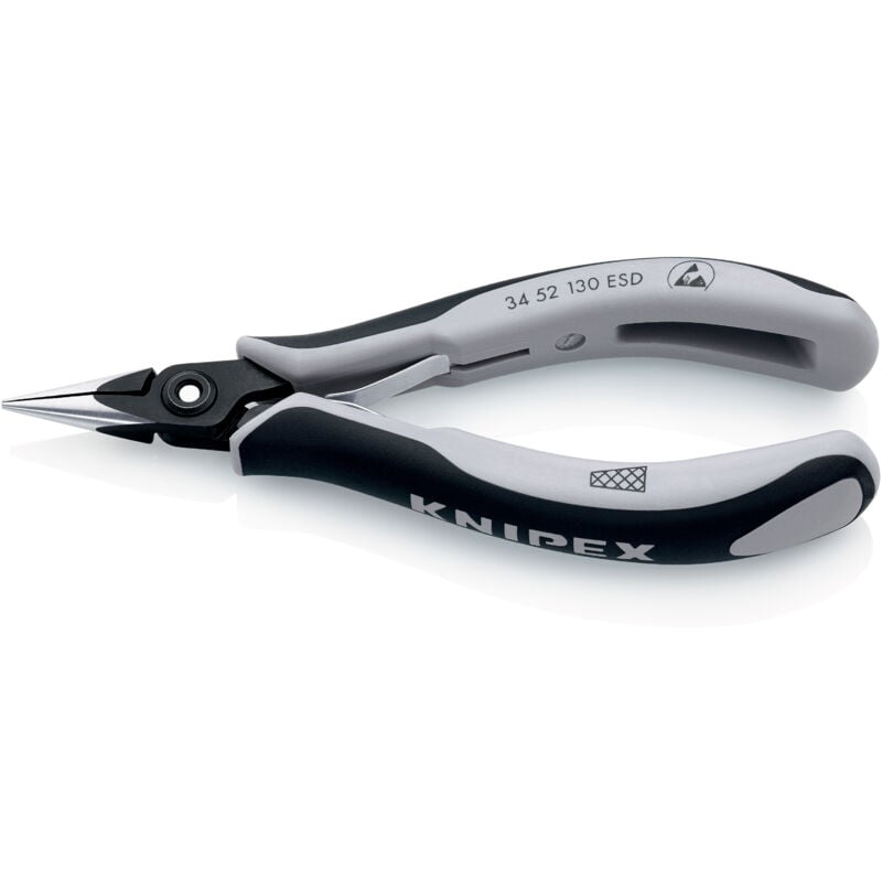 34 52 130 esd antistatique (esd) Pince plate à becs ronds Acier Chrome-Vanadium pour roulement à billes 130 mm - Knipex