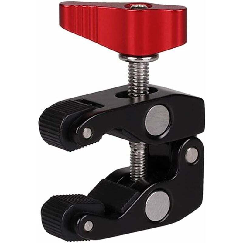 Pince Caméra Haute Qualité Filetage 1/4 et 3/8 Pouces pour Trépied Photo Lampe Moniteur Vélo Moto
