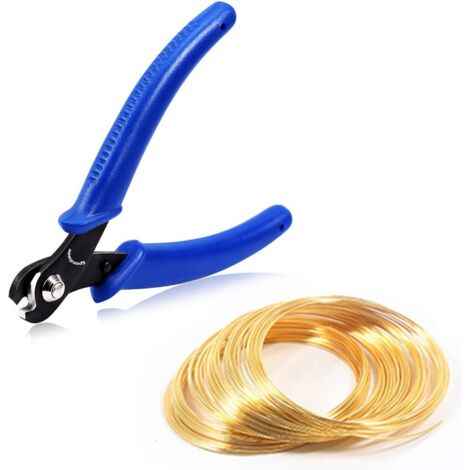 Pince coupante de fil à mémoire de forme de 12,7 cm - 100 boucles - Doré - Pour la fabrication de bracelets, de bijoux, de perles, de travaux manuels