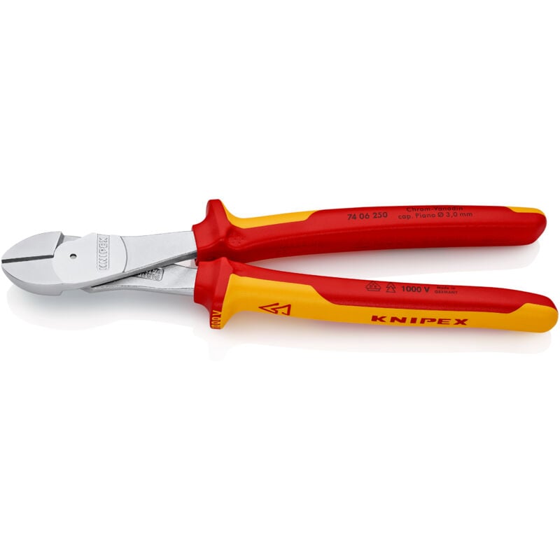 Pince coupante diagonale à forte démultiplication avec facette Knipex 74 06 250 250 mm 1 pc(s)