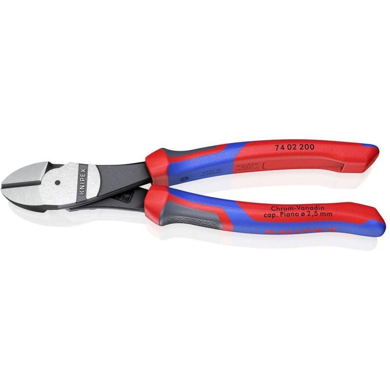 Pince coupante diagonale à forte démultiplication avec facette Knipex 74 02 200 200 mm 1 pc(s)