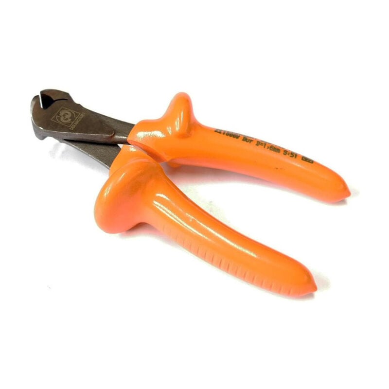 Derancourt - Pince coupante en bout droite isolée 1000V orange 140mm pour fil dur coupe axiale