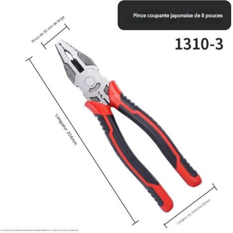 Pince coupante industrielle pour électricien - Tête forgée en acier à haute teneur en carbone - Modèle japonais