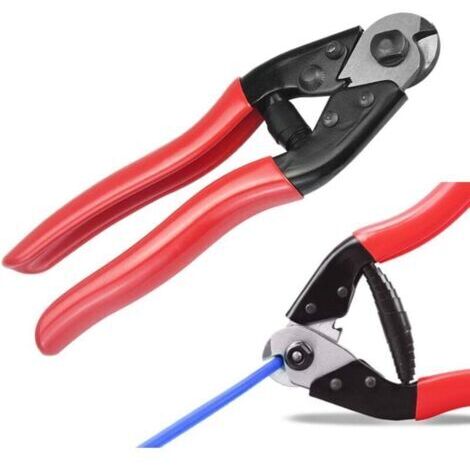 Pince Coupe-câbles Multifonction Coupe-Fil de Vélo 7 mm en Acier Coupe-fil à Cliquet Pince Coupante de Câble Robuste avec Poignée Rouge Outil de Réparation pour Vélo
