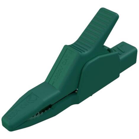 Pince crocodile de sécurité SKS Hirschmann AK 2 B 2540 I enfichable 4 mm CAT II 1000 V vert