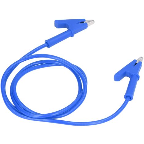 Pince crocodile double 10mm pour test de batterie auto, câble de mesure bleu