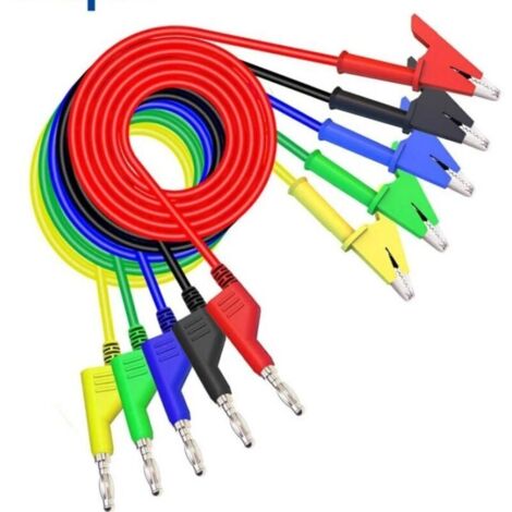 Pince Crocodile Fils De Test（aléatoire）, 5 Pièces 4mm Câble De Test Pour Multimètre Avec 10 Pièces Pinces Crocodiles, Cordon Testeur Multimètre Pour Voiture Industriel Tests Électriques