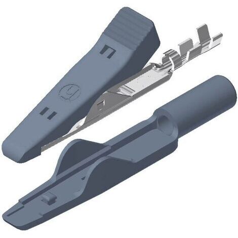 Pince crocodile miniature 8 A gris SKS Hirschmann 930318106 Plage de serrage max.: 4 mm Longueur: 41.5 mm 1 pc(s) D28221