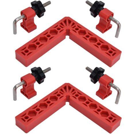 Pince d'angle de type L, outil de menuisier fixation précise équerre de positionnement à 90° pour cadres d'armoires pour l'assemblage de meubles(rouge)