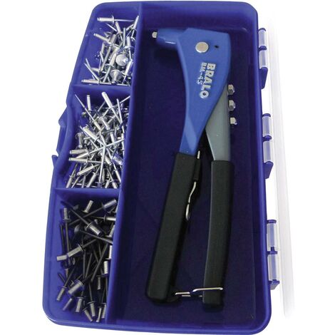 Pince de 250 mm pour rivet aveugle avec boîte de rangement et rivets aveugles, Bralo BM-45 C98296