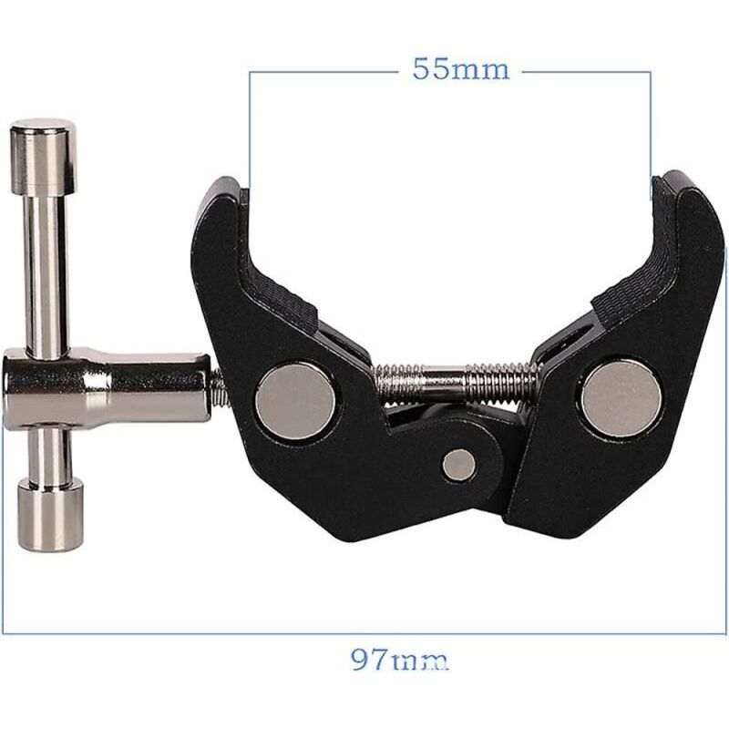 Pince de caméra avec filetage 1/4" et 3/8" pour trépied de caméra, lampe de poche, moniteur, support de vélo, support de moto
